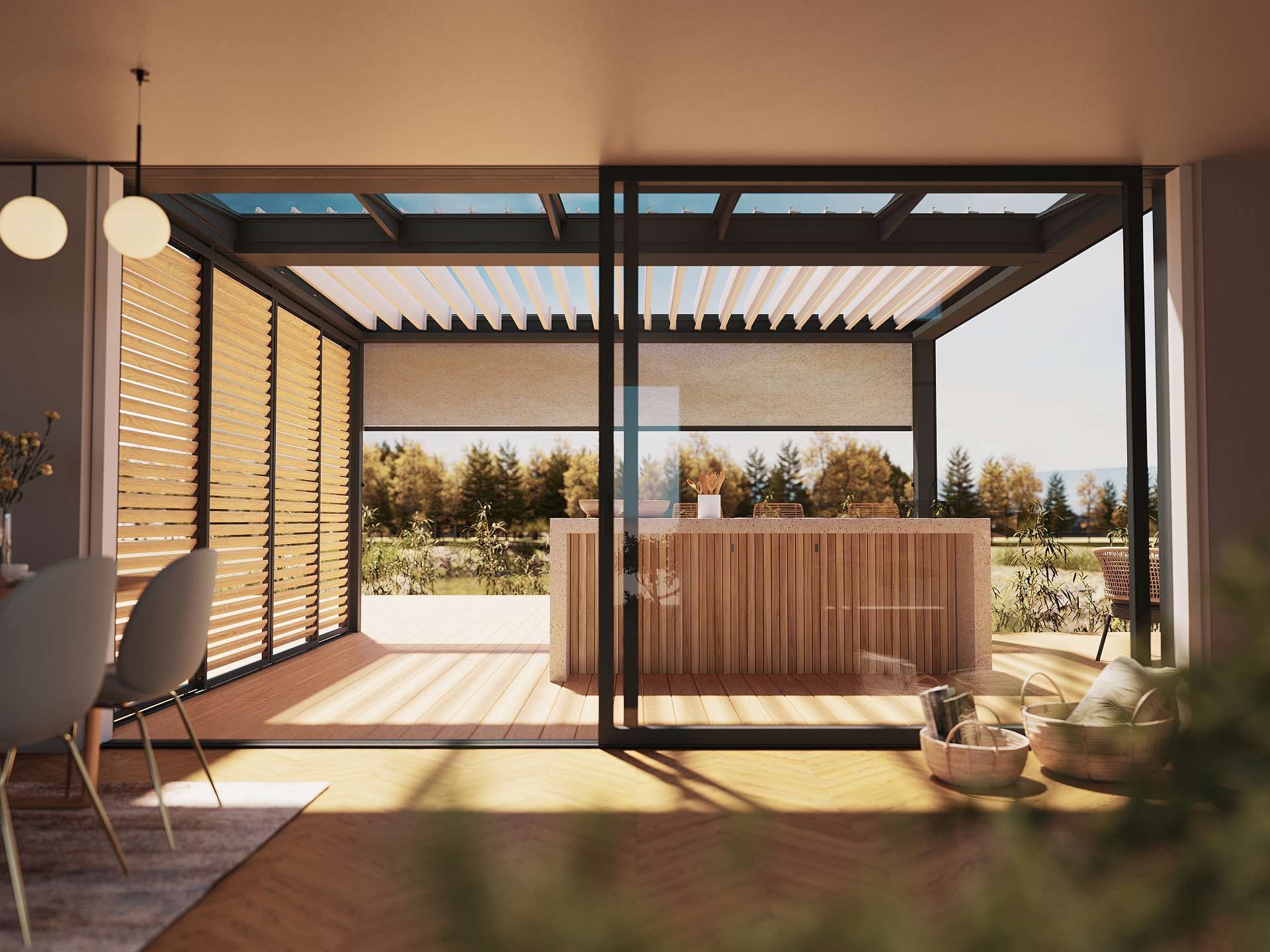 Lamellen mit Glasdach 2 WIGRO Outdor Living, Terrassenüberdachung