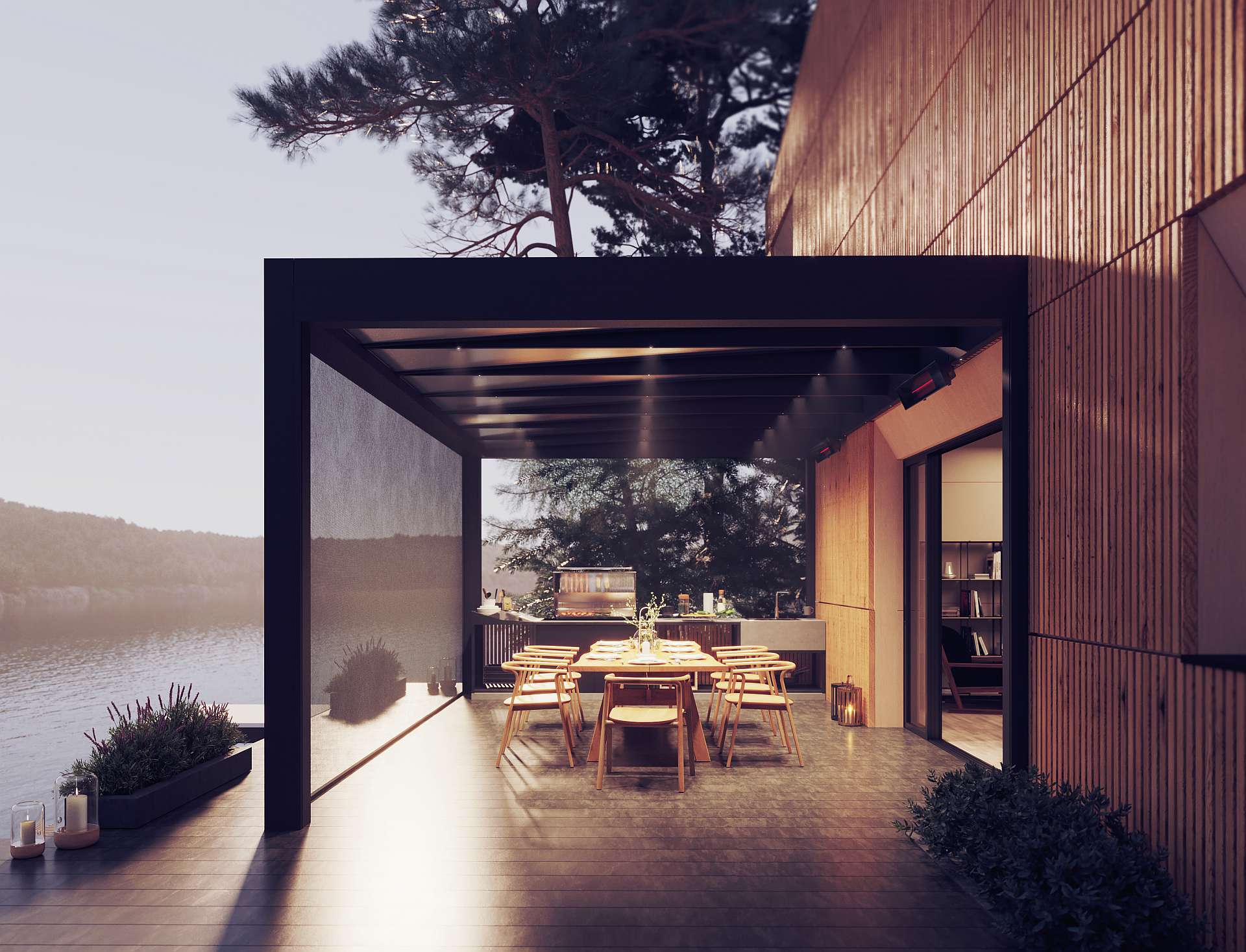 Terrassenüberdachung Erlangen 1 Die Terrassenüberdachung Erlangen mit einen Baum im Hintergrund.