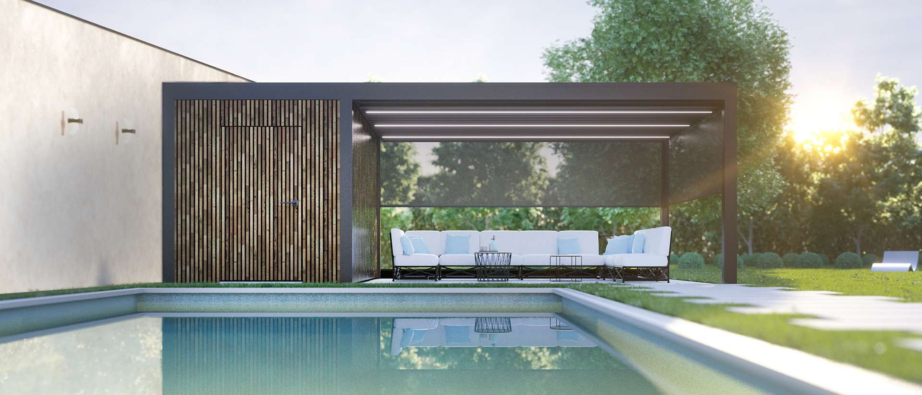 Lamellendach mit Glas von WIGRO, Brustor